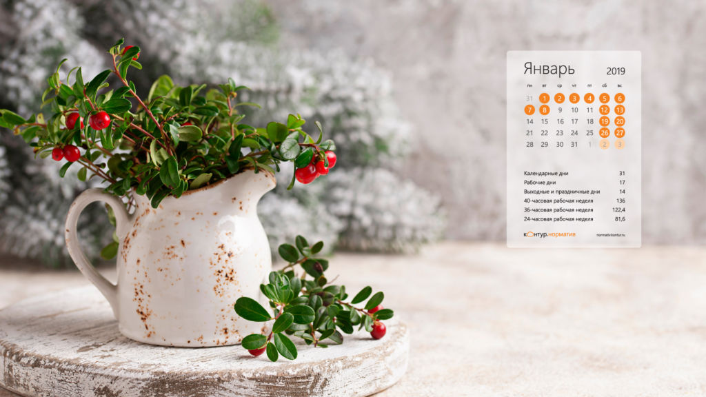 Красивые календари на рабочий стол январь 2019 года