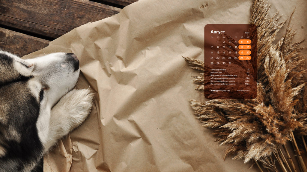 Август 2023. Календарь на рабочий стол
